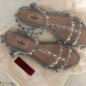 Authentic New Valentino Studded Silver Sandals side 7 (37)